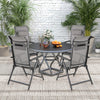 150 kg Capacity Folding Patio Chairs Set of 2 with 10-Level Adjustable Backrests and Armrests-Grey