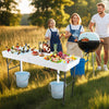 150CM Folding Ice Cooler Table with Double Sinks-White