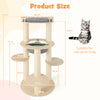 150CM Wooden Multi-Level Cat Tree with Top Perch and Hammock-Grey