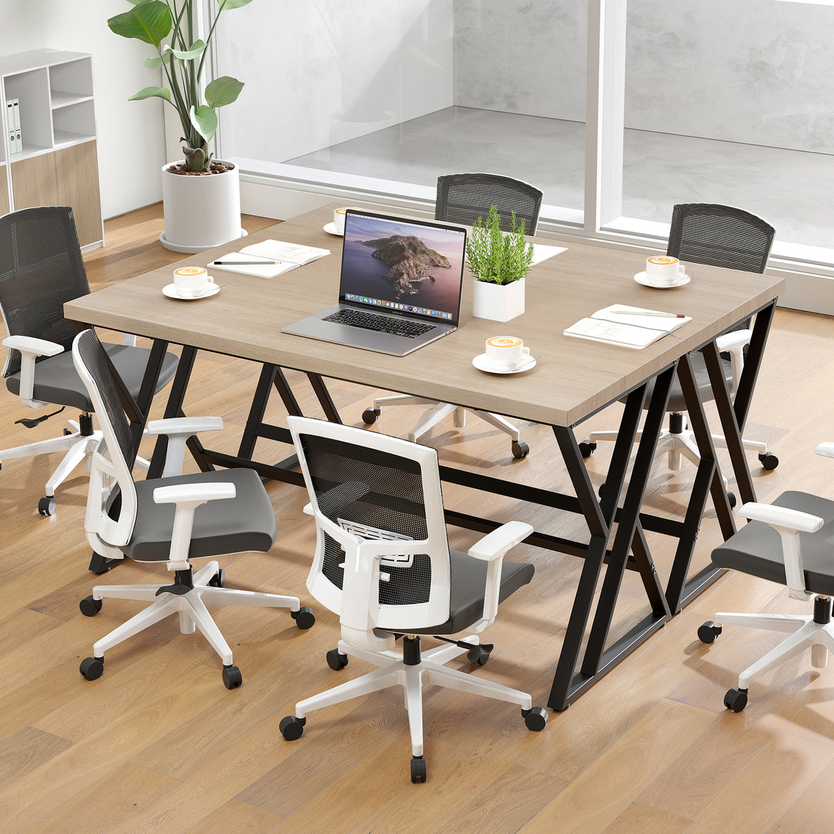 150cm Computer Desk with Heavy-duty Metal Frame and Crossbar-Grey