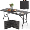 152 cm Portable Folding Picnic Table Patio Dining Table with HDPE Tabletop-Black