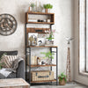 153 cm Tall Microwave Stand Kitchen Bakers Rack with Power Outlet-Rustic Brown