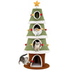 154 cm Cute Cat Tower with 4 Condos and Sisal Carpet for Holiday Decoration-Green & White