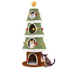 154 cm Cute Cat Tower with 4 Condos and Sisal Carpet for Holiday Decoration-Green & White