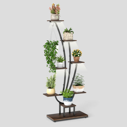155CM Tall 8-Tier Corner Metal Plant Shelf for Multiple Plants-Brown