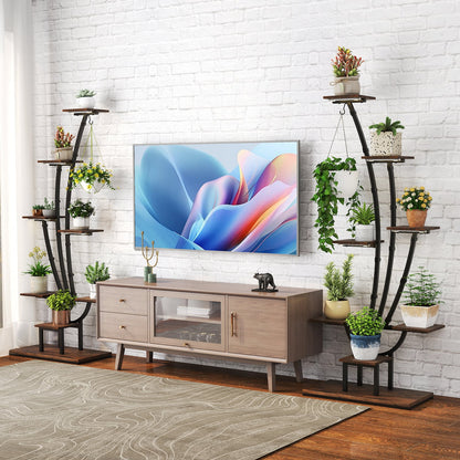 155CM Tall 8-Tier Corner Metal Plant Shelf for Multiple Plants-Brown