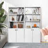 155 CM 5-Tier Bookcase Tall Bookshelf with Double Doors and Open Cubes-White