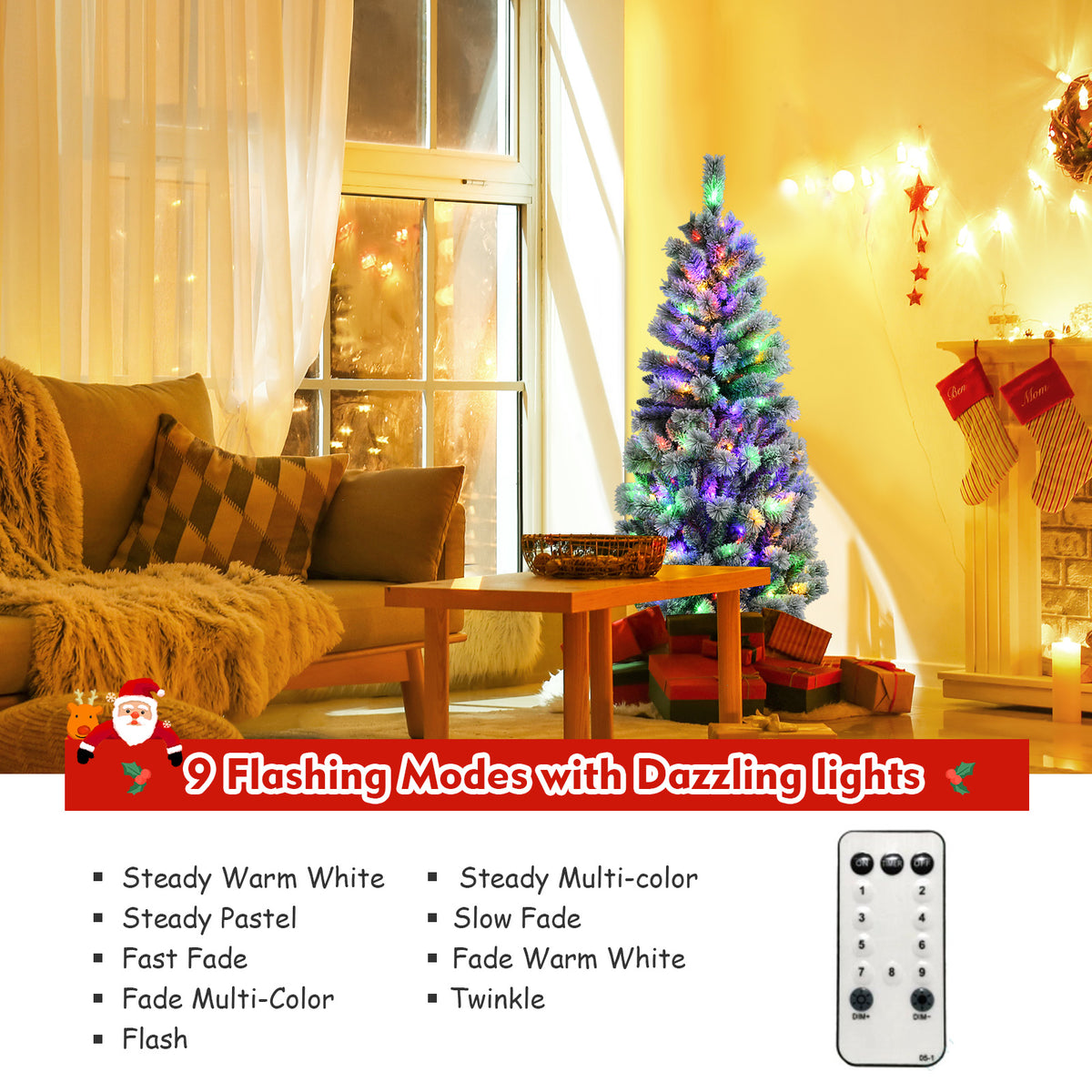 Illuminated Artificial Christmas tree with 140/200 LED lights-5FT