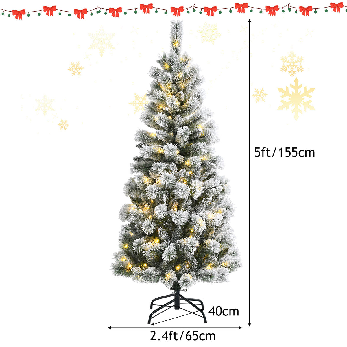 Illuminated Artificial Christmas tree with 140/200 LED lights-5FT