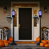 155 cm Halloween Lamp Post Sound-Activated with Black Snowy Effects-Black