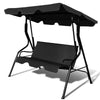 Garden Patio Metal Swing 3 Seater Lounger-Black