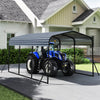 15FT Heavy-Duty Metal Carport Outdoor Garage Car Shelter-Black