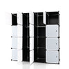 16 Cube Cabinet Storage Organizer with 2 Clothes Hanging Rails -Black &amp; White