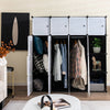 16 Cube Cabinet Storage Organizer with 2 Clothes Hanging Rails -Black &amp; White