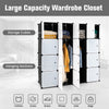 16 Cube Cabinet Storage Organizer with 2 Clothes Hanging Rails -Black &amp; White