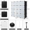 16 Cube Cabinet Storage Organizer with 2 Clothes Hanging Rails -Black &amp; White