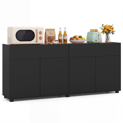160 cm Buffet Cabinet with Push-to-Open Doors & 2 Drawers for Dining Room-Black