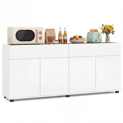 160 cm Buffet Cabinet with Push-to-Open Doors & 2 Drawers for Dining Room-White