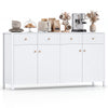 160 cm Sideboard Buffet Cabinet Fluted Large 4-Door Storage Organizer with 4 Drawers-White