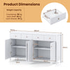 160 cm Sideboard Buffet Cabinet Fluted Large 4-Door Storage Organizer with 4 Drawers-White