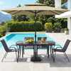 160 x 90 cm Patio Dining Table Rectangle Metal Slat Table with 4 cm Umbrella Hole-Black