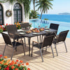 160 x 90 cm Patio Dining Table Rectangle Metal Slat Table with 4 cm Umbrella Hole-Black