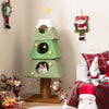 160cm Cute Cat Tower with 3 Condos and Sisal Scratching Post-Green & White