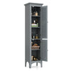 Freestanding Tall Bathroom Floor Cabinet with Adjustable Shelf and 2 Doors-Light Grey