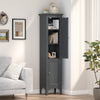 Freestanding Tall Bathroom Floor Cabinet with Adjustable Shelf and 2 Doors-Light Grey