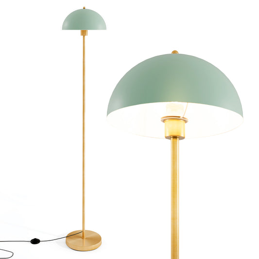 163cm Floor Lamp with a tall gold stand and a green dome shade shown in full and close up