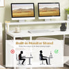 168 CM Home Office Computer Desk Modern Writing Desk with Monitor Stand-White