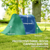 Outsunny 3 Man Camping Tent with Living Area and 2 Bedrooms, 3000mm Waterproof Family Tent with Sewn-in Groundsheet, Portable Dome Tent with Bag for Hiking, Festival, Backpacking, Drak Grey