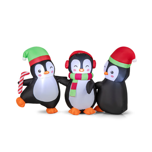 170 cm LED Lighted Xmas Inflatable Penguin Family Hand in Hand standing together