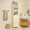 170cm Tall Bathroom Cabinet with Fluted Door and 1 Drawer 3 Open Shelves-Beige