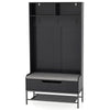 4-in-1 Coat Rack with Seat Cushion and Open Compartments-Black