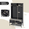 4-in-1 Coat Rack with Seat Cushion and Open Compartments-Black
