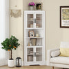 171cm Tall Space-saving Corner Cabinet with 4 Tempered Glass Doors and Adjustable Shelves-White