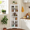 171cm Tall Space-saving Corner Cabinet with 4 Tempered Glass Doors and Adjustable Shelves-White
