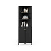 172 CM Tall Corner Cabinet with 5 Shelves and 2 Fluted Doors-Black