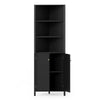 172 CM Tall Corner Cabinet with 5 Shelves and 2 Fluted Doors-Black