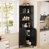 172 CM Tall Corner Cabinet with 5 Shelves and 2 Fluted Doors-Black