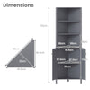 172 CM Tall Corner Cabinet with 5 Shelves and 2 Fluted Doors-Grey
