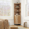 172 cm Tall PE Rattan Corner Cabinet with 2 Doors and 4 Open Shelves-Natural