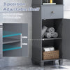 172cm Tall Bathroom Cabinet with Drawer and 3 Open Shelves-Grey