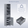 172cm Tall Bathroom Cabinet with Drawer and 3 Open Shelves-Grey