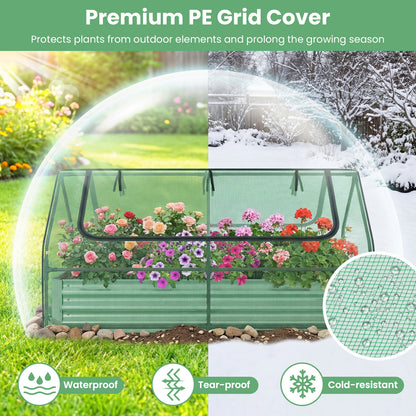 174 x 84 x 30 cm Raised Garden Bed with Cover-Green