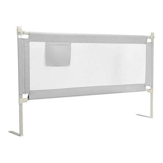 175 cm Infant Safety Bed Guardrail in grey with a mesh panel and a small storage pocket