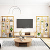 175CM 10-Tier Geometric Bookshelf with Faux Marble Shelves-White & Golden