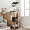 179 cm Tall Wooden Cat Tree with Sisal Scratching Posts-Grey