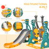 HOMCOM 3-IN-1 Kids Swing and Slide Set with Basketball Hoop Slide Swing Adjustable Seat Height Toddler Playground Activity centre Indoor and Outdoor Play Equipment